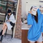 Drop-shoulder Plain Hoodie Dress