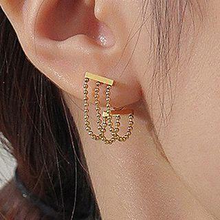 Beaded Fringed Drop Earring 1 Pair - Silver - One Size