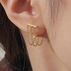 Beaded Fringed Drop Earring 1 Pair - Silver - One Size