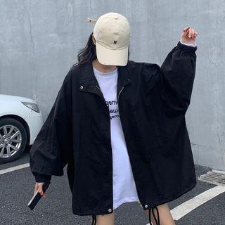Drawstring-hem Zip Jacket