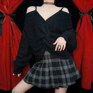 Off-shoulder Sweater 1 Pc - Sweater - Black - One Size