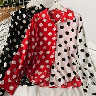 Two-tone Dotted Loose Shirt