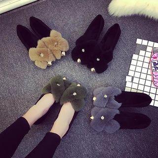 Fluffy Block Heel Short Boots