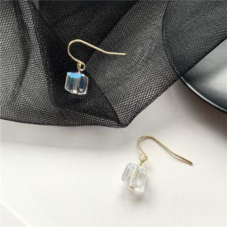 Cube Drop Earring 1 Pair - Hook Earrings - Gold & White - One Size