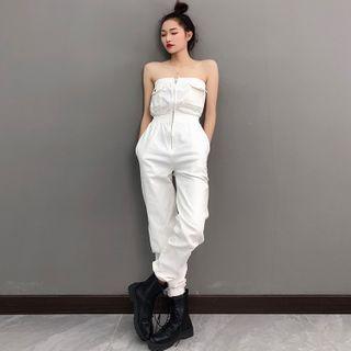 Elastic Zipper Playsuit