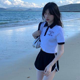 Short-sleeve Polo Shirt / Contrast Trim Shorts