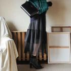 Tiered Pleated Tulle Long Skirt