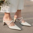 Chunky Heel Lettering Mules