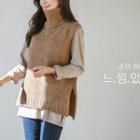 High-neck Sleeveless Knit Top
