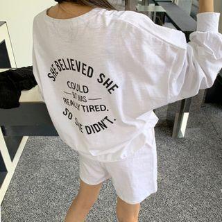Set: Letter Oversized Sweatshirt + Shorts