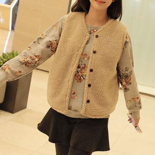 V-neck Fleece Buttoned Vest