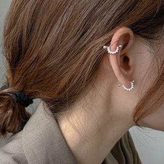 Rhinestone Hoop Earring 1 Pc - S925 Silver - Earrings - One Size