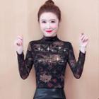 High-neck Rhinestone Lettering Printed Top