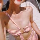 Striped One-shoulder Bikini