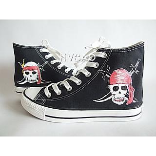Skull High-top Canvas Sneakers