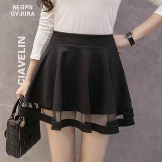 Mesh Panel Inset Shorts Flared Skirt