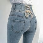 Lace-up Back Skinny Jeans