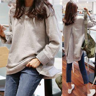 Mock Two-piece Striped Panel Oversized Sweatshirt