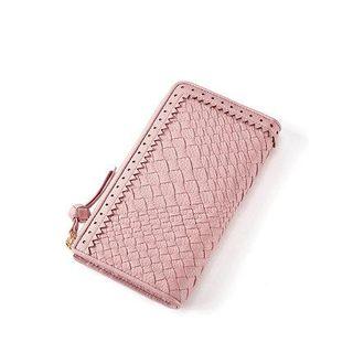 Woven Genuine Leather Long Wallet