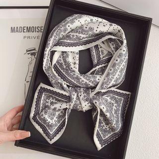 Floral Square Scarf White - One Size