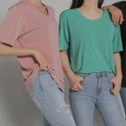 U-neck Textured Relaxed-fit T-shirt