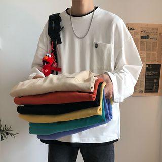 Pocket-front Loose-fit Long-sleeve Top