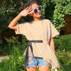 Tie Waist Elbow Sleeve T-shirt