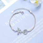 Moon Pendant Bracelet 1 Pc - Copper White Gold Plating - One Size