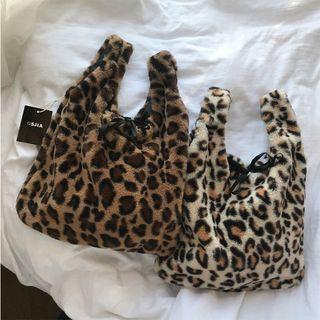 Leopard Print Coral Fleece Shopper Bag