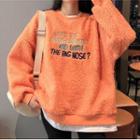 Mock Two Piece Fleece Loose-fit Lettering Sweatshirt