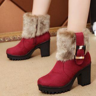 Platform Fleece Panel Short Boots