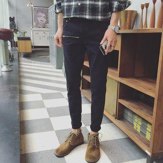 Lettering Embroidered Slim-fit Pants