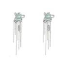 Rhinestone Alloy Fringed Earring 1 Pair - Mint Green & Silver - One Size