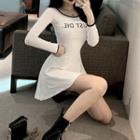 Long-sleeve Letter A-line Dress