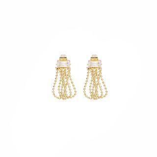 Rhinestone Chained Alloy Fringed Earring E1997-2 - 1 Pair - Gold - One Size