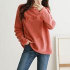 Letter-embroidered Napped Pullover