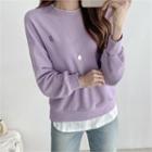 Embroidered Layered Fleece-lined Pullover