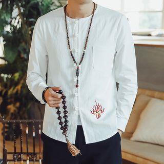 Pocketed Frog-button Shirt