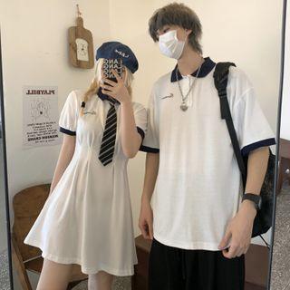 Lettering Short-sleeve T-shirt / Lettering Short-sleeve T-shirt Dress