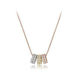 Simple And Fashion Plated Rose Gold Three-color Circle Necklace With Cubic Zirconia Rose Gold - One Size
