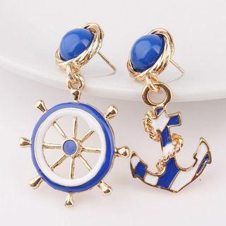 Non-matching Alloy Anchor & Rudder Dangle Earring As Shown In Figure - One Size
