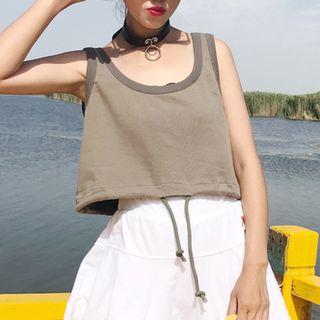 Sleeveless Drawstring Hem Crop Top