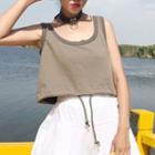 Sleeveless Drawstring Hem Crop Top