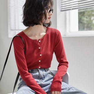 Plain Cardigan / Washed Harem Jeans