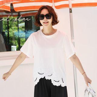 Laced-hem T-shirt