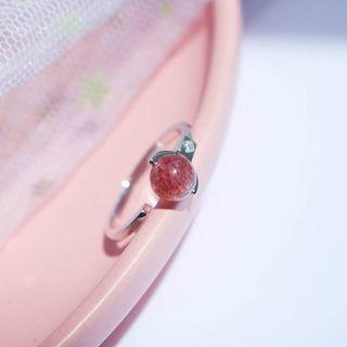 925 Sterling Silver Rhinestone Bead Open Ring As Shown In Figure - One Size