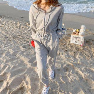 Hooded Drawstring-waist Jumpsuit