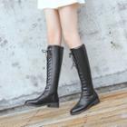 Lace Up Low-heel Tall Boots