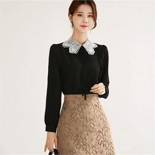 Tall Size Lace-collar Chiffon Blouse