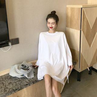 Letter Printed Knit Vest / Long-sleeve Plain Ripped T-shirt